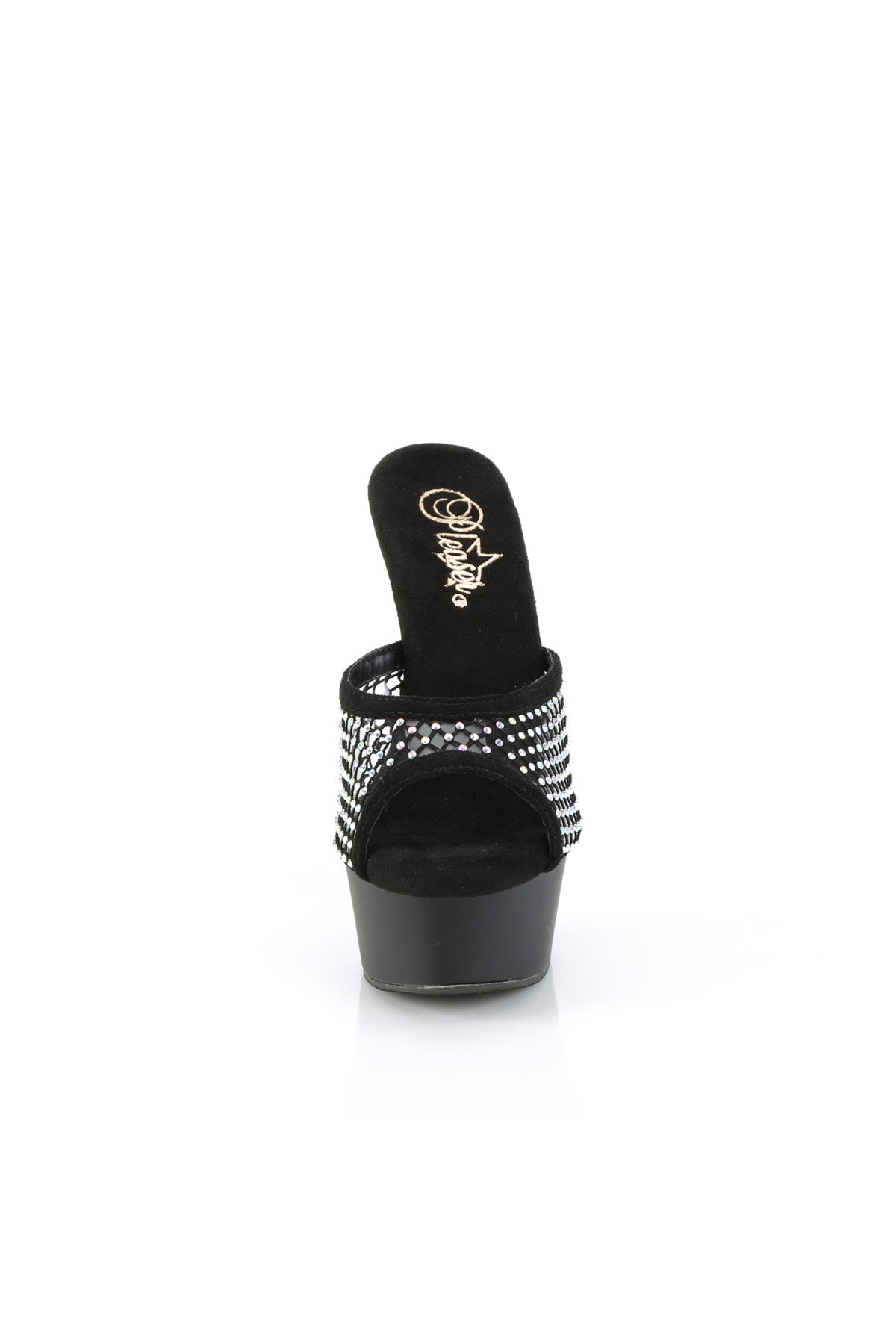 delight 601 6rm pleaser black faux suede rs mesh black matte shoes