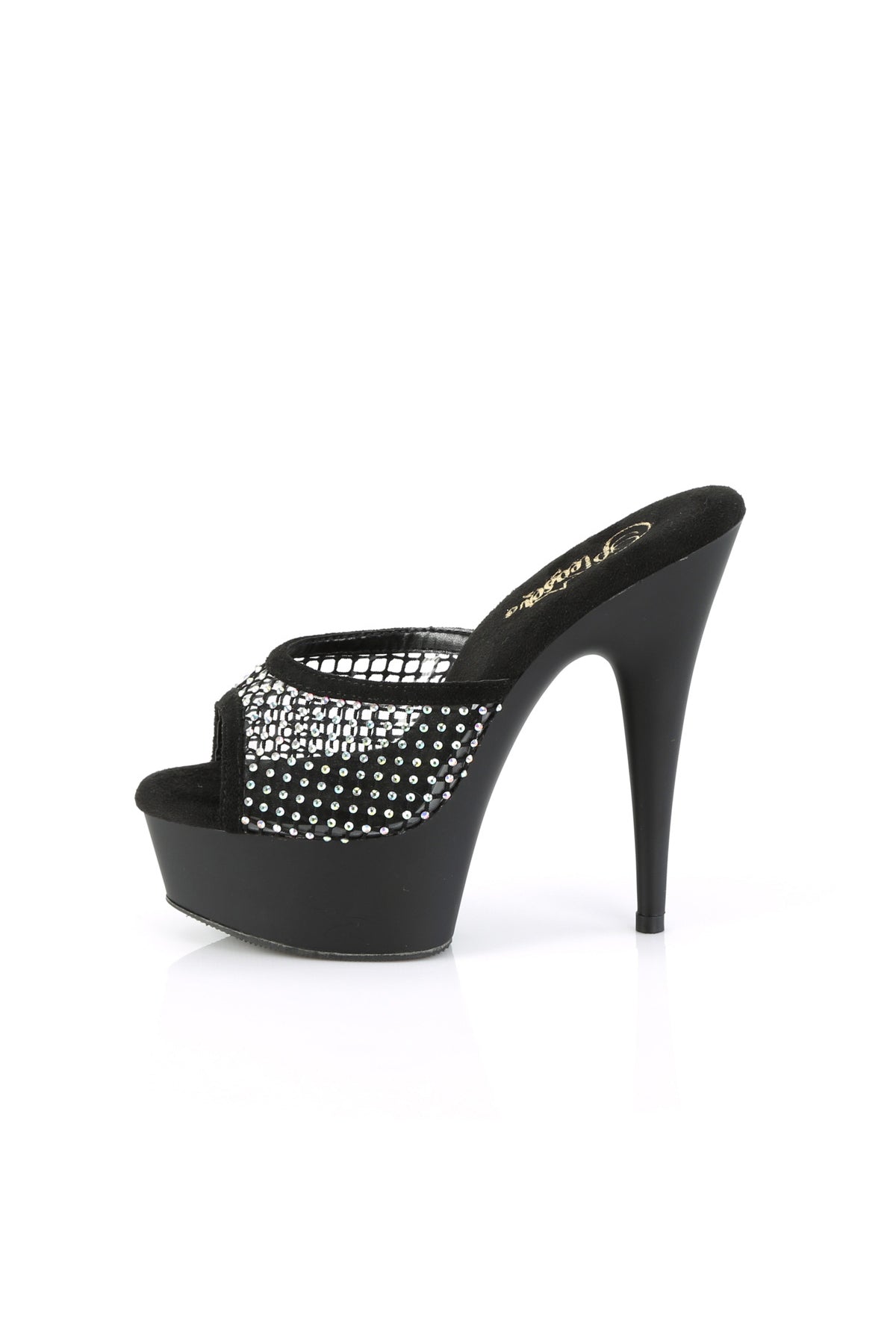 DELIGHT-601-6RM Pleaser 6" - 6 1/2" Heel Black RS Mesh/Black Matte Platforms (Exotic Dancing)