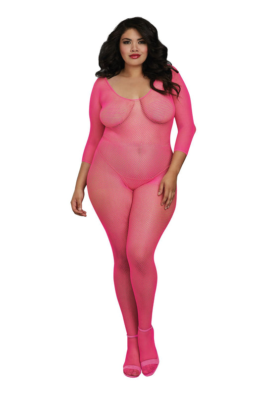 Dreamgirl Plus Size Neon Pink Bodystockings 