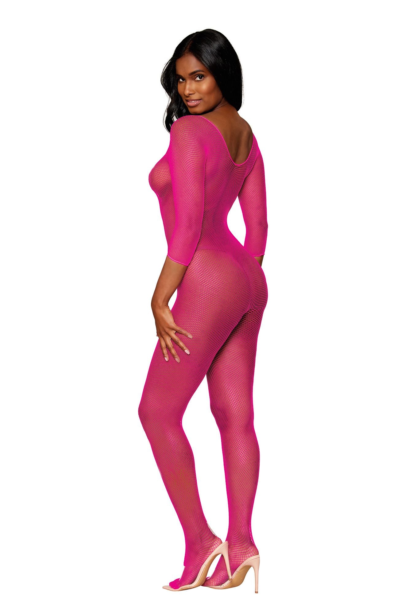 Dreamgirl Neon Pink Long Sleeve Bodystocking 