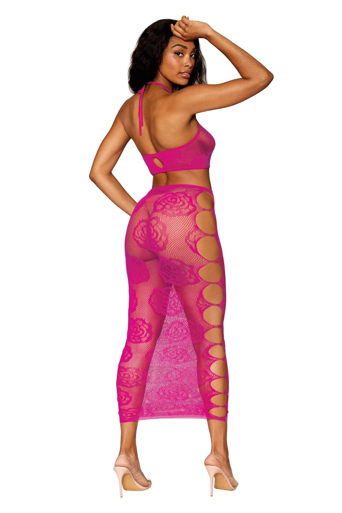 Dreamgirl Hot Pink Rose Long Skirt Set 