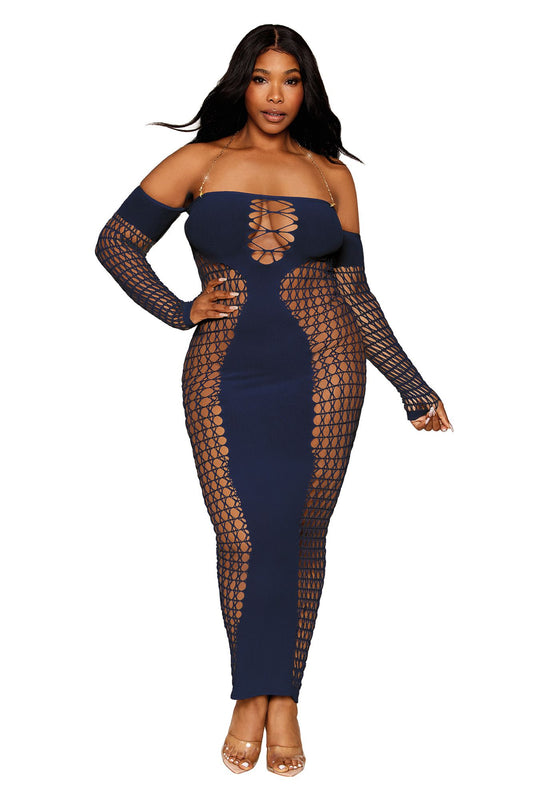 Dreamgirl Plus Size Cut Out Long Sleeve Dress 