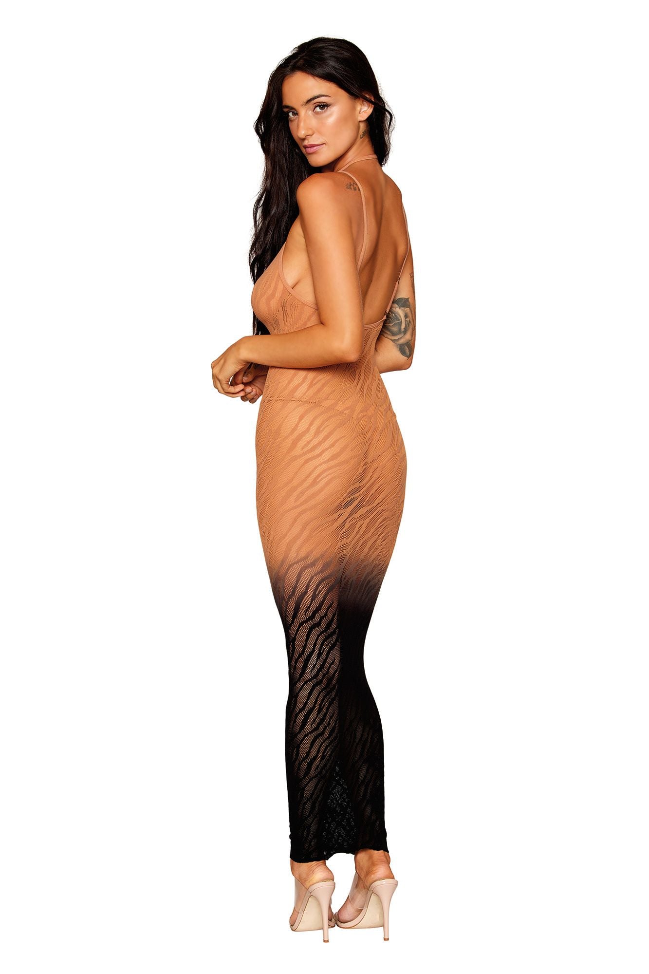 Dreamgirl Nude-Black Ombre Gown 
