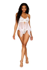 Dreamgirl White Lace Babydoll Set 