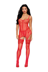 DG13499 Dreamgirl Red Garter Slip and G-String