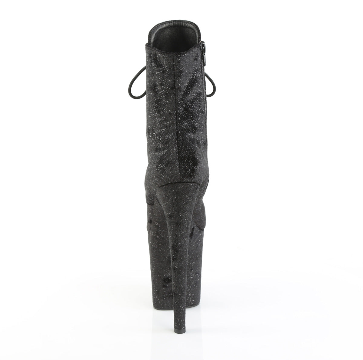 Black Fabric 8 Inch Exotic Dancing Ankle Boots -  Pleaser FLAMINGO-1020WR