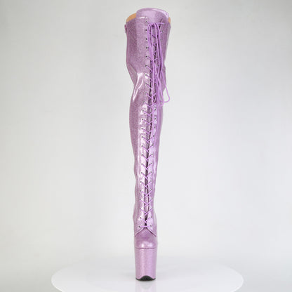 FLAMINGO-3020GP Pleaser Lilac Glitter Thigh High Platform Thigh Boots