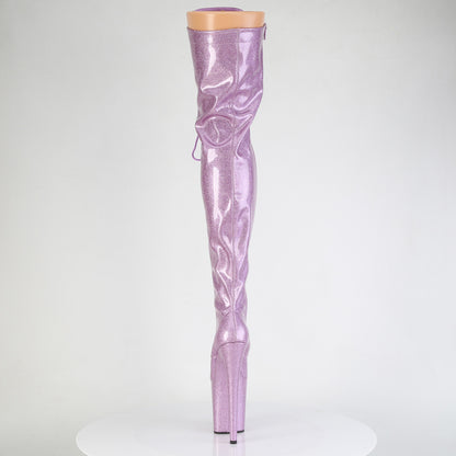 FLAMINGO-3020GP Pleaser Lilac Glitter Thigh High Platform Thigh Boots