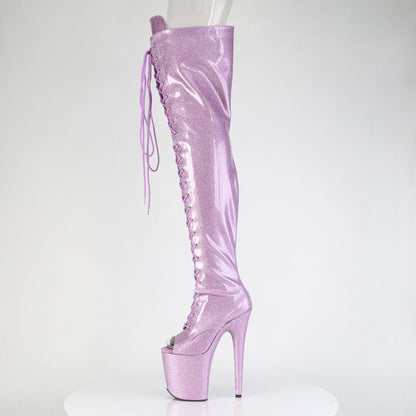 FLAMINGO-3021GP Lilac Glitter Pleaser Pole Dancing Thigh Boots