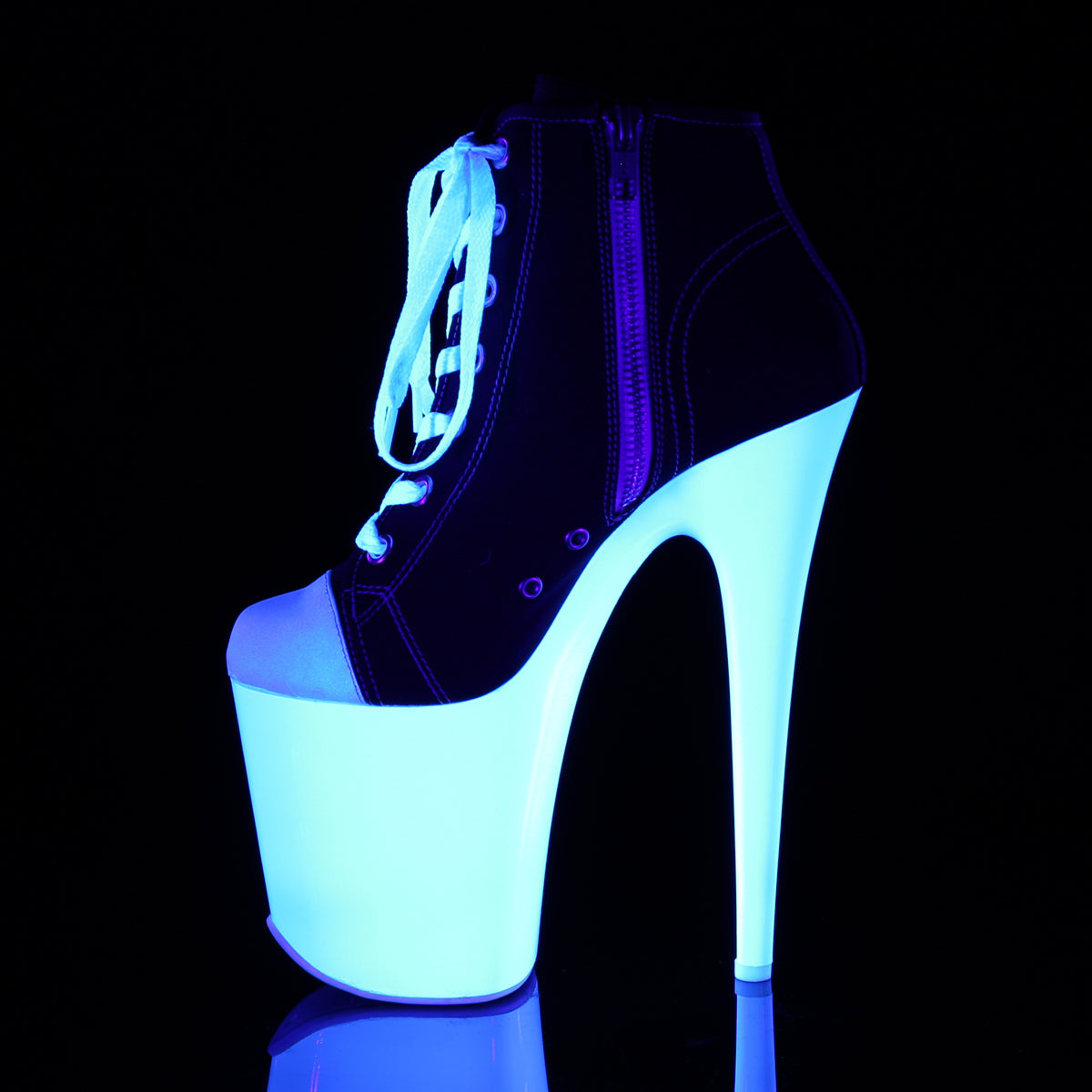 Black 8 Inch Pole Dancing Platform Shoes -  Pleaser FLAMINGO-800SK-02