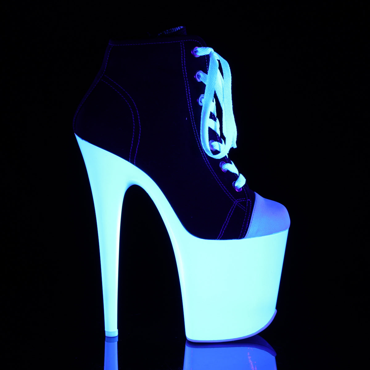 Black 8 Inch Pole Dancing Platform Shoes -  Pleaser FLAMINGO-800SK-02