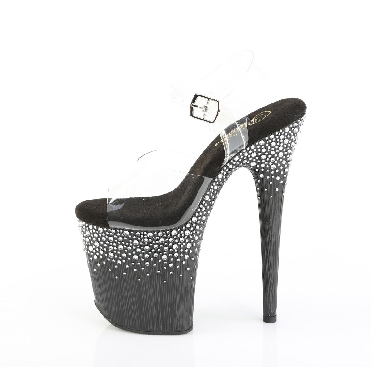 Clear Black 8 Inch Sexy Platform Pole Heels -  Pleaser FLAMINGO-808SPKL-02