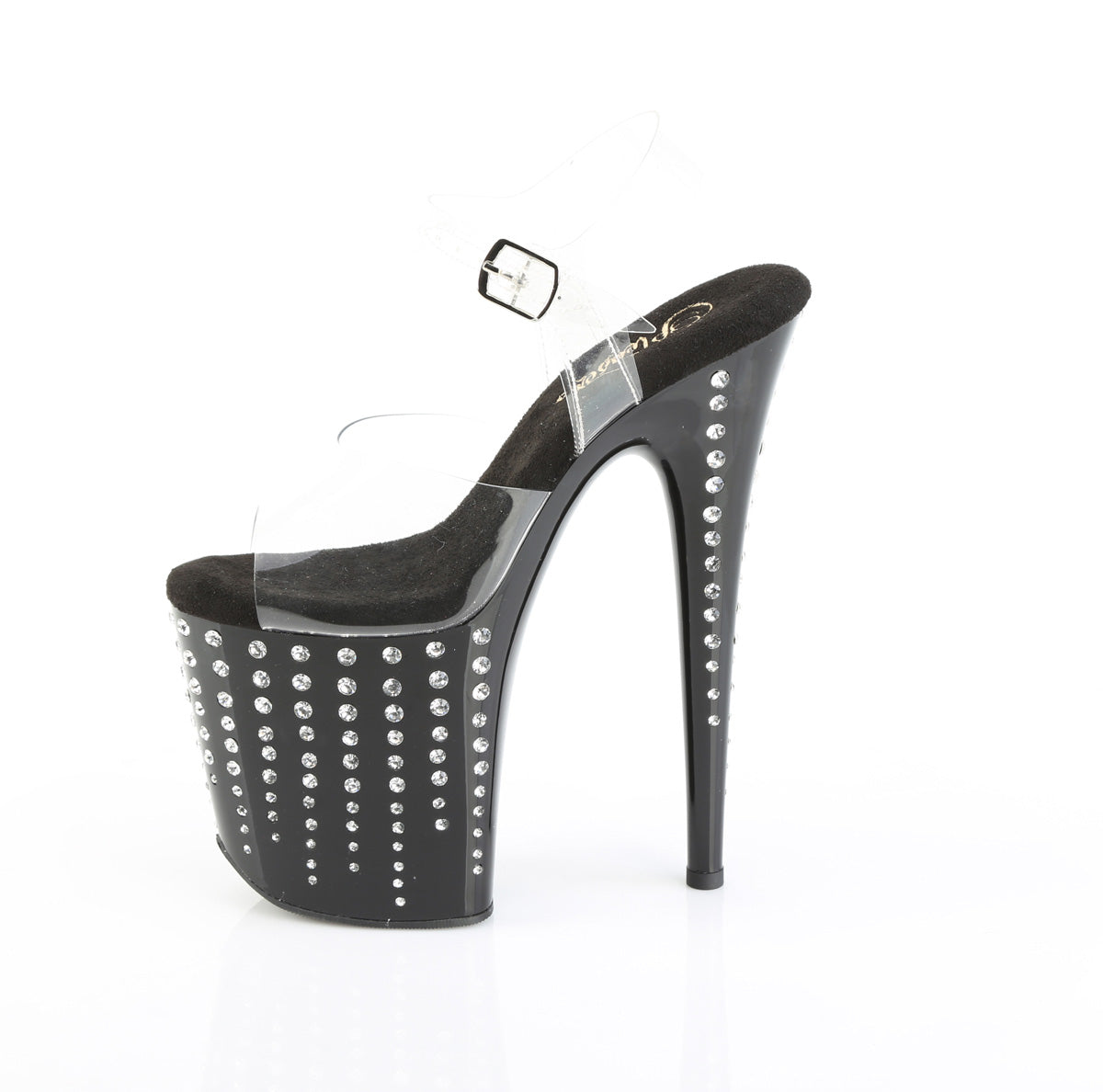 Clear Black 8 Inch High Dancers Pole Heels -  Pleaser FLAMINGO-808TDRS