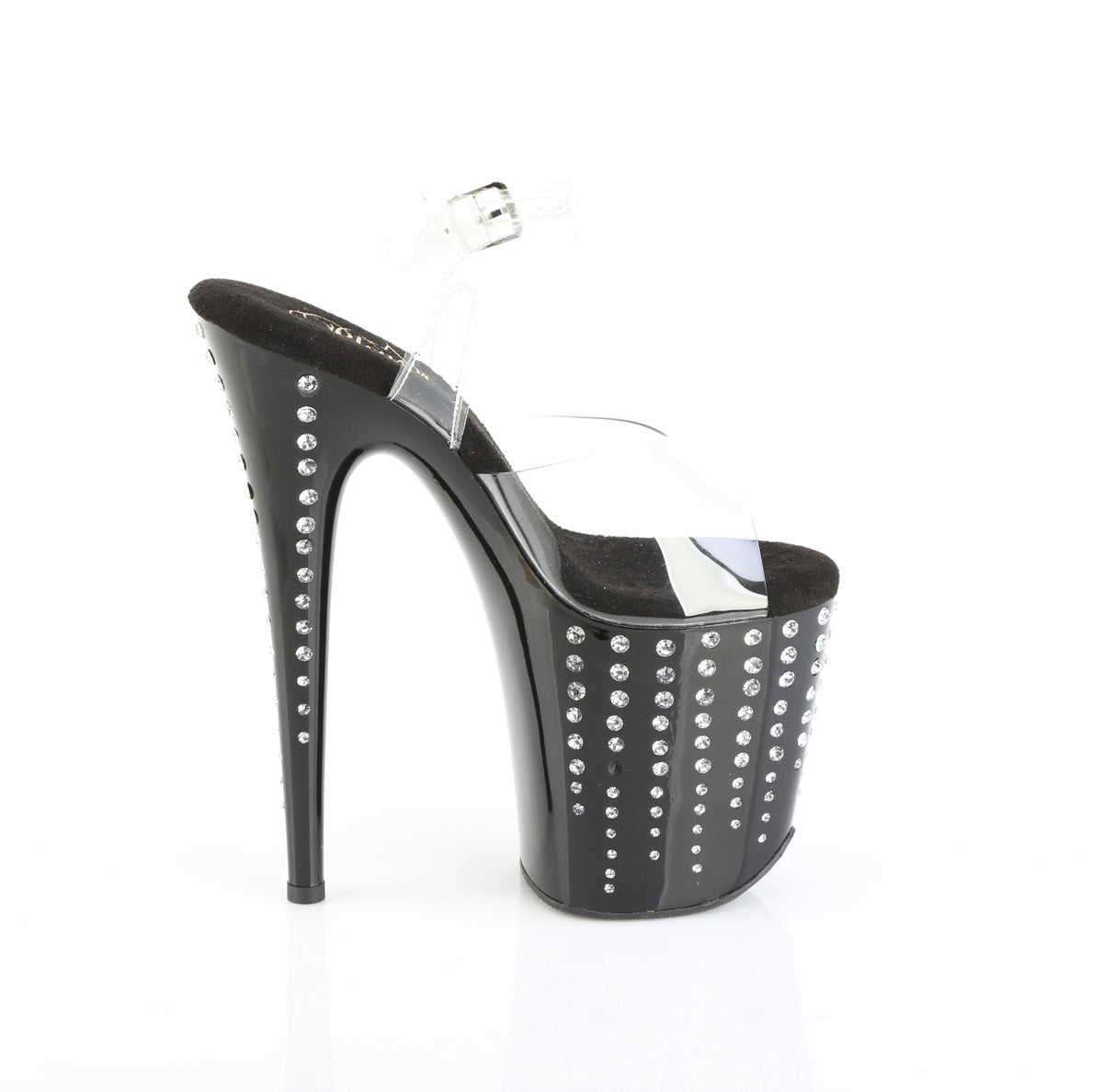Clear Black 8 Inch High Dancers Pole Heels -  Pleaser FLAMINGO-808TDRS