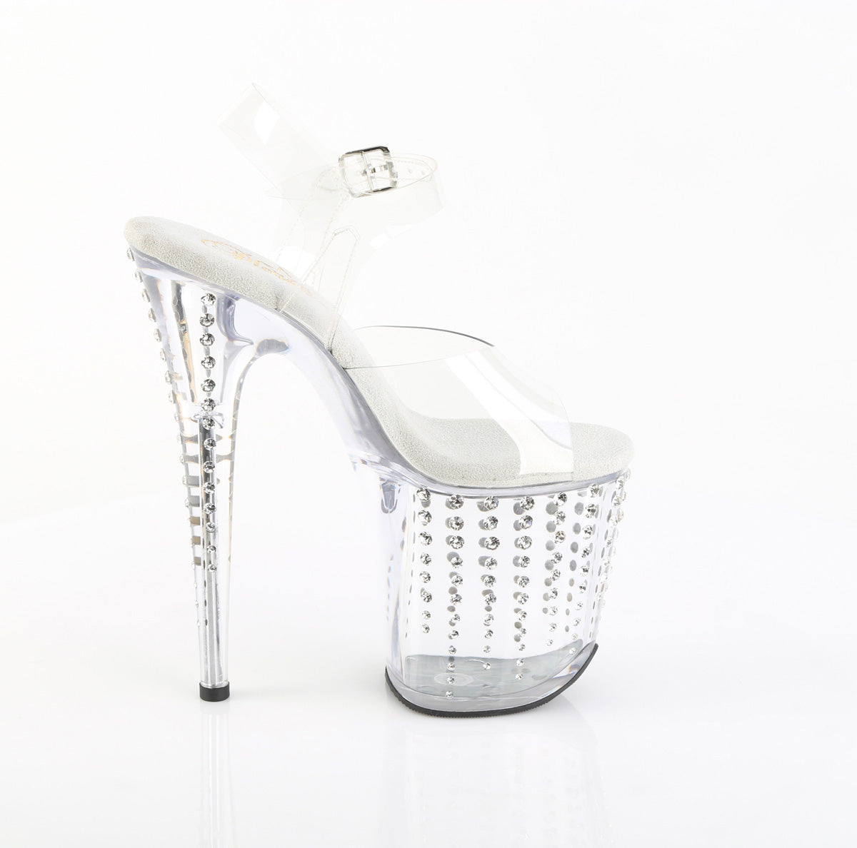 Clear Bling 8 Inch Statement Dancer Pole Heels -  Pleaser FLAMINGO-808TDRS