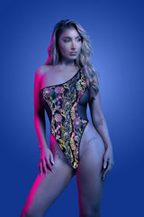 FL-GL2543 LUMINESCENT Flash reflective floral print one-shoulder teddy