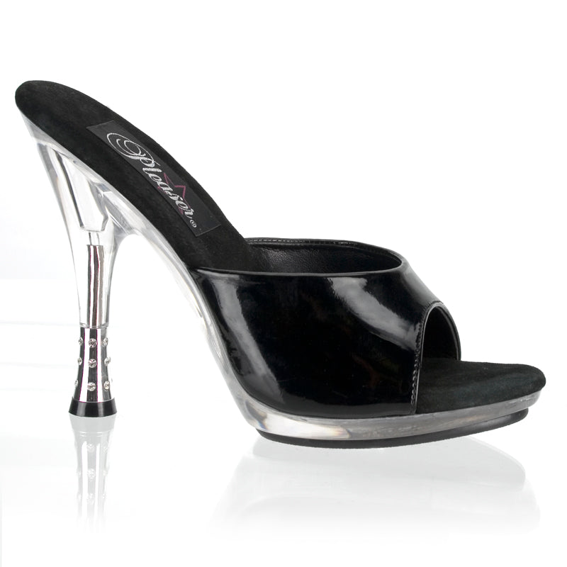GLITZY-501 Pleaser Blk Clear High Heel Alternative Footwear Discontinued Sale Stock