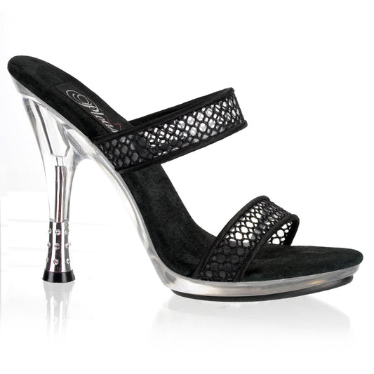 GLITZY-502-2 Pleaser Blk Clear High Heel Alternative Footwear Discontinued Sale Stock