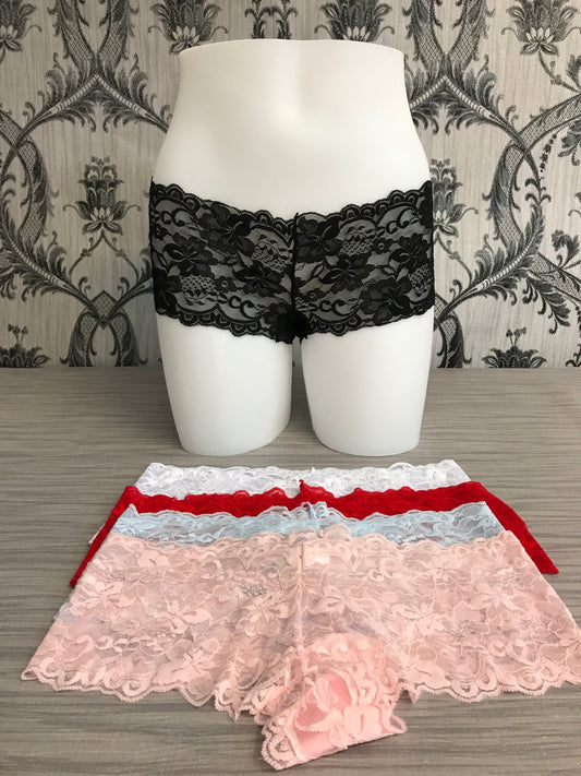 LA2952 - White Leg Avenue Lace Stretch Mid Rise Boyshorts