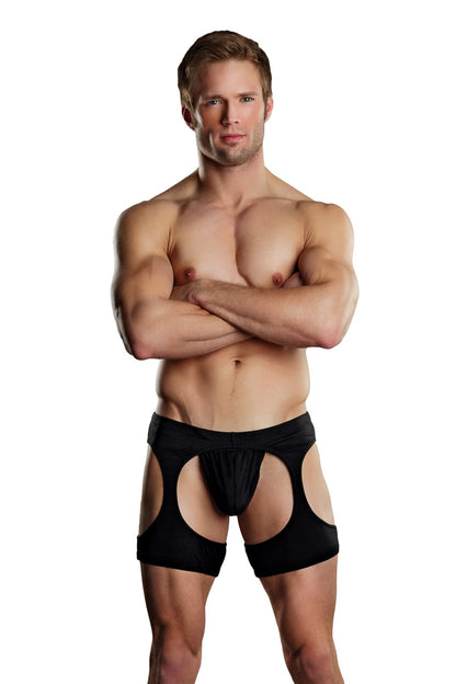 MPPAK811 Malepower Short chaps w/Posing Strap Black