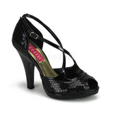 SIREN-07SQ Black Sequin Sandals