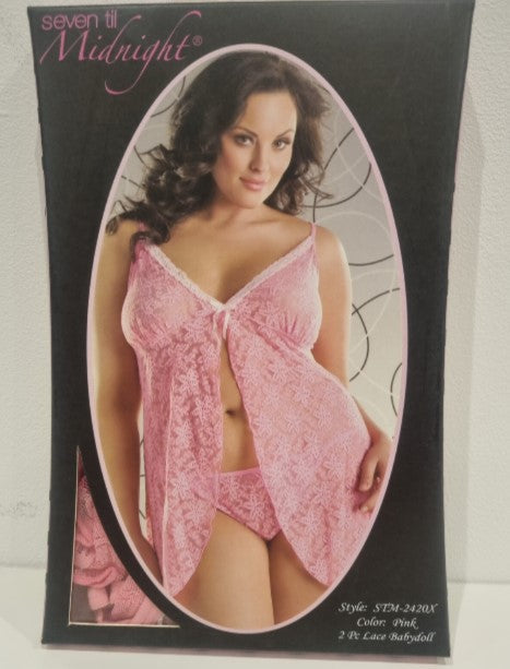 STM2420X Pink Lace Babydoll Seven Til Midnight