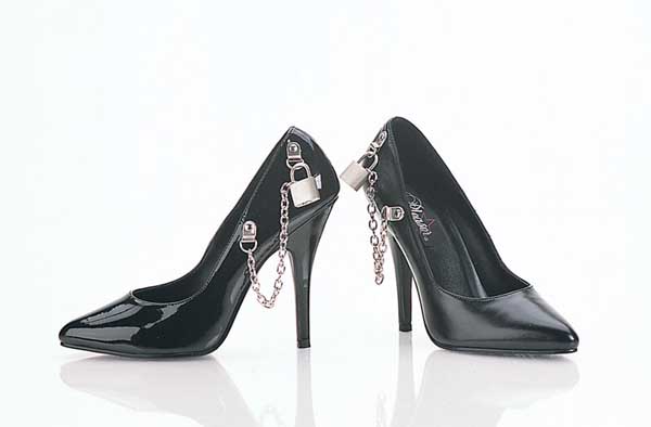 SEDUCE-426 Black Sexy Shoes with Chains and Padlocks