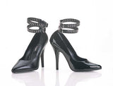 SEDUCE-435 Black Leather Heeled Pumps with Double Buckles