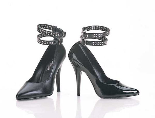 SEDUCE-435 Pleaser Blk Leather High Heel Alternative Footwear Discontinued Sale Stock