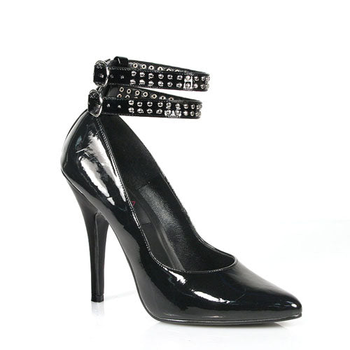 SEDUCE-435 Black Patent High Heels with Double Buckles
