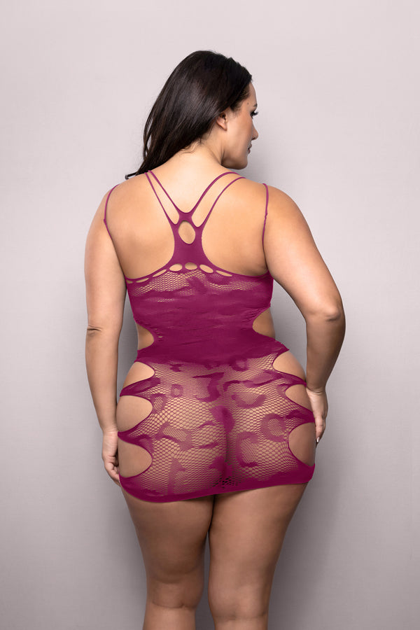 FL-V814Q FOR THE THRILL Leopard knit cut-out dress