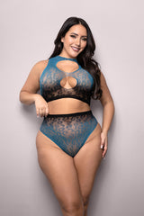 FL-V819Q DEEP DIVE Ombre leopard knit cut-out top and panty
