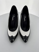 VANITY-425 Black and White Stiletto Heel Shoes