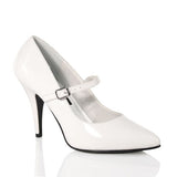 VANITY-440 White High Heel Pumps with Buckle Straps