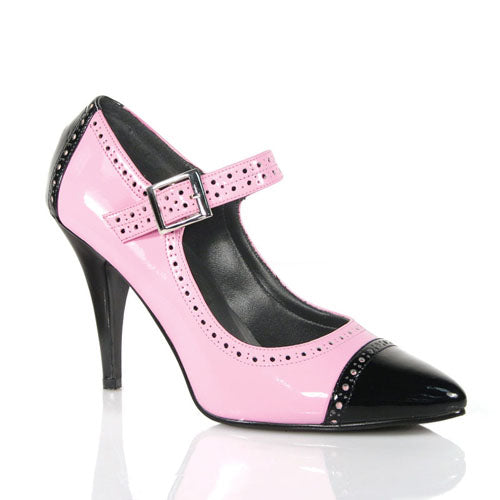 VANITY-443 Pink and Black Sexy Stiletto Heel Pumps with Buckles