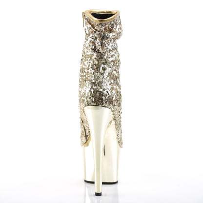 ADORE-1008SQ Pleaser Pole Dancing Gold Sequin Ankle Boots