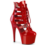 Red 7 Inch Pole Dancer Ankle Boots -  Pleaser ADORE-1013MST
