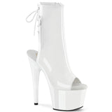 White 7 Inch Exotic Pole Ankle Boots -  Pleaser ADORE-1018