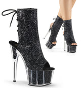 Black Glitter 7 Inch Exotic Dance Ankle Boots -  Pleaser ADORE-1018G