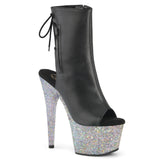 Adore-1018lg Pleash Black Exotic Dancing Silver Glitter Platform Cizme de gleznă