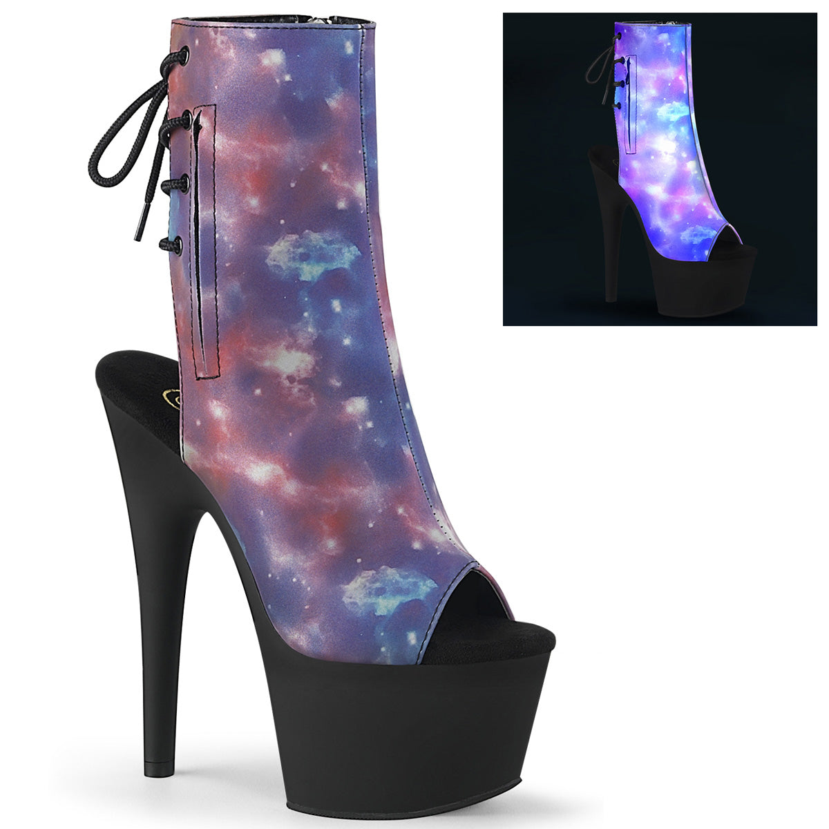 Purple 7 Inch Ladies Fetish Ankle Boots -  Pleaser ADORE-1018REFL