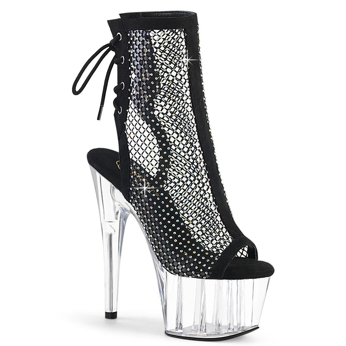 Adore-1018RM Pleaser Black Mesh Bling Bling Exotic Dancing Platforms Botas de tobillo
