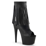 Adore-1019 Pleasers 7 "Boots de tobillo exótico de baile de franja negra