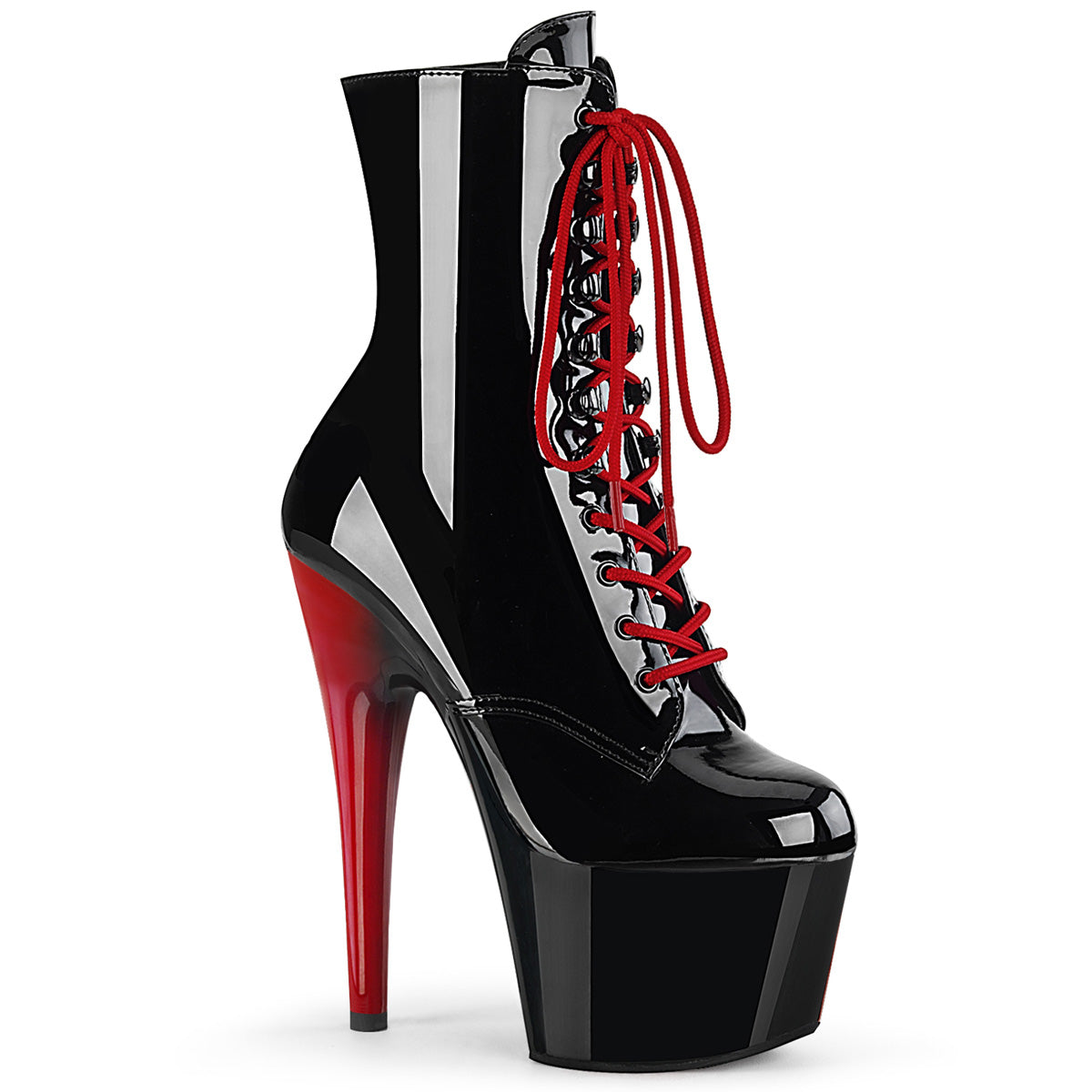 Black Red 7 Inch Pole Dance Ankle Boots -  Pleaser ADORE-1020