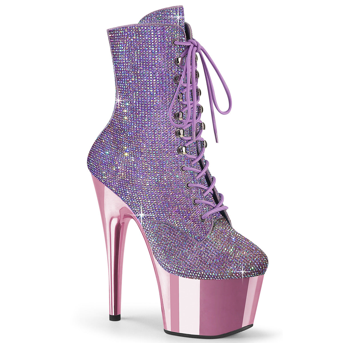 Lavender 7 Inch Exotic Dance Ankle Boots -  Pleaser ADORE-1020CHRS