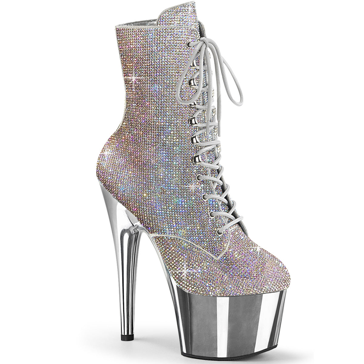 Adore-1020chrs Pleasher Silver Bling Exotic Dancing Chrome Platform Cizme de gleznă