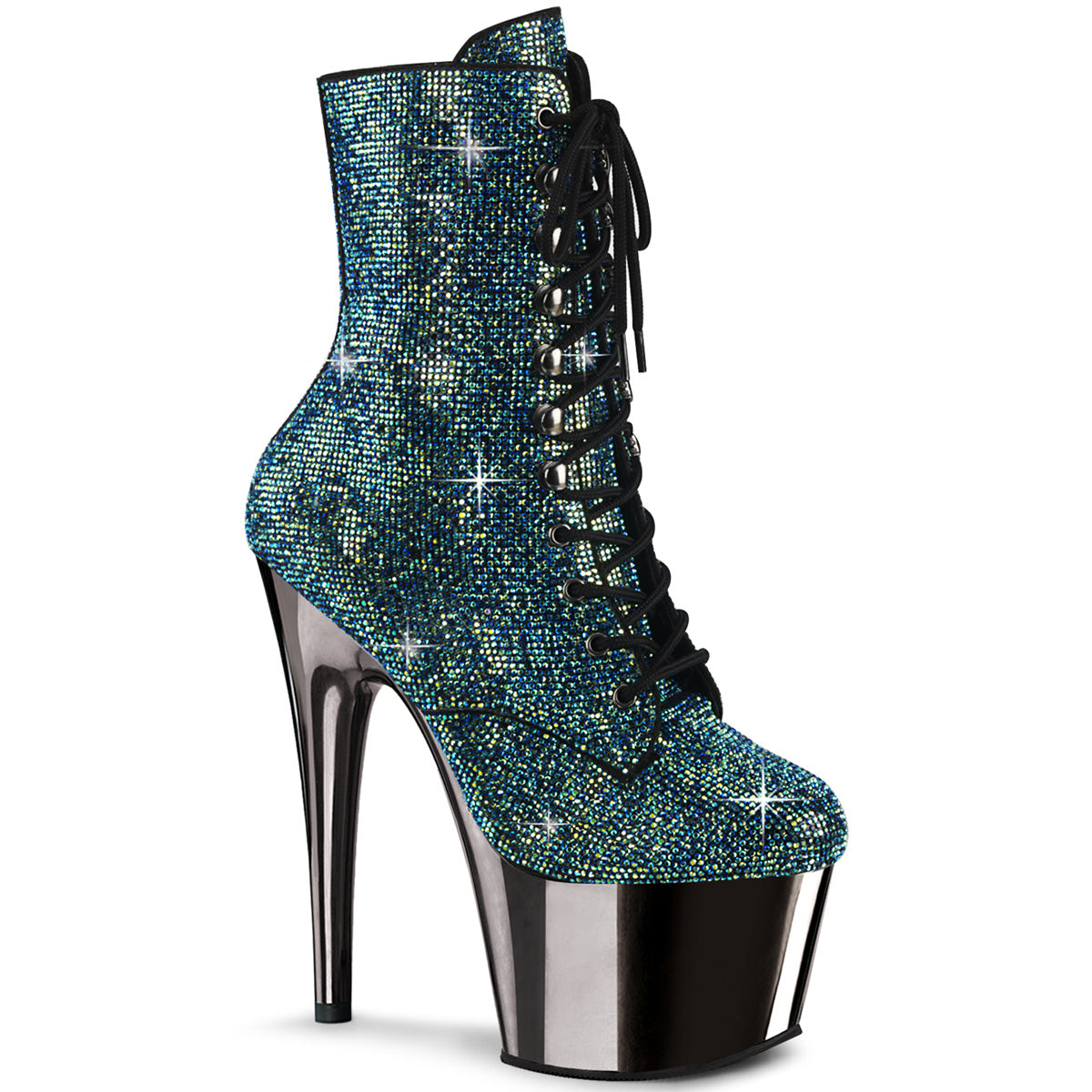 Turquoise 7 Inch Pole Dance Ankle Boots -  Pleaser ADORE-1020CHRS