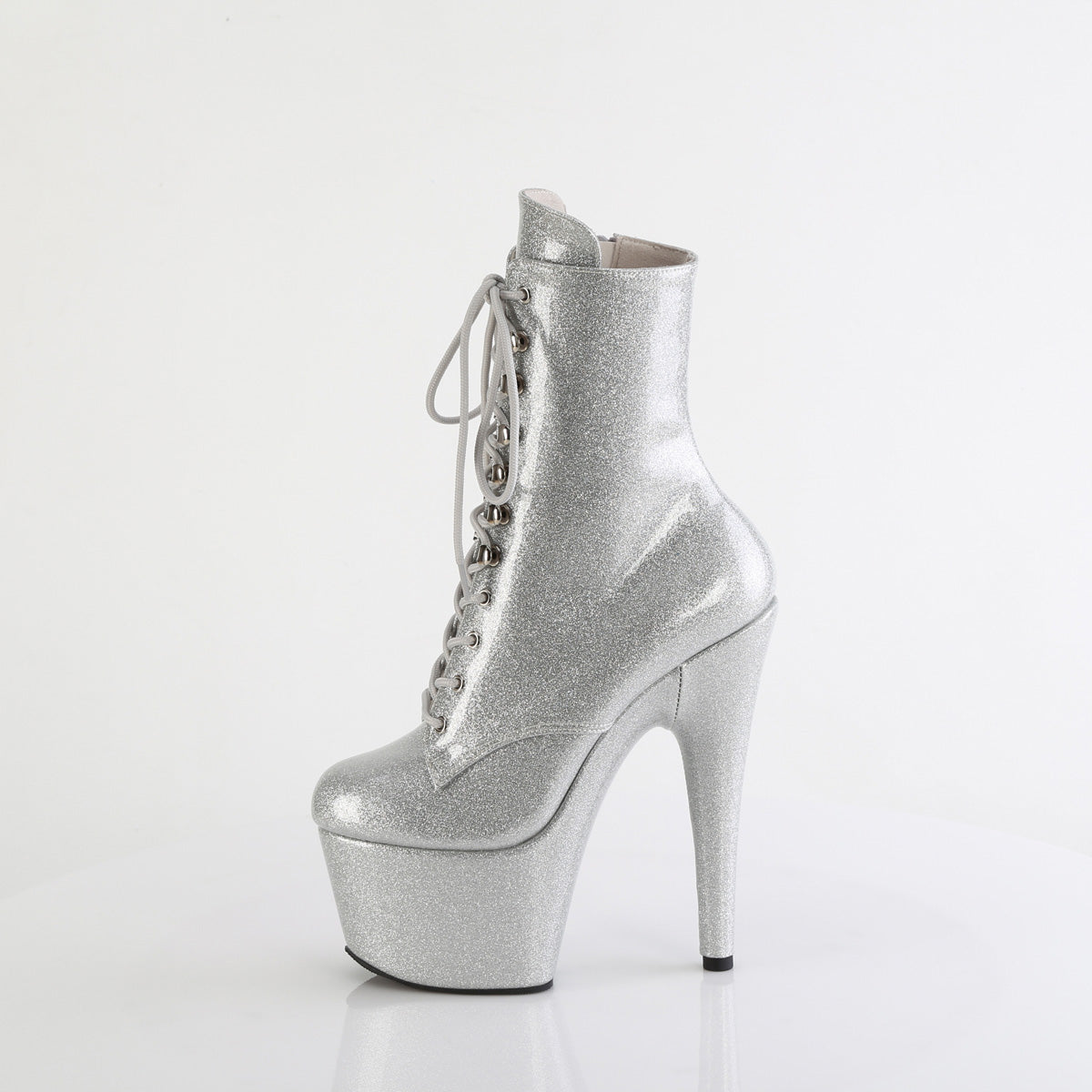 ADORE-1020GP Pleaser Silver Glitter Platform Ankle Boots