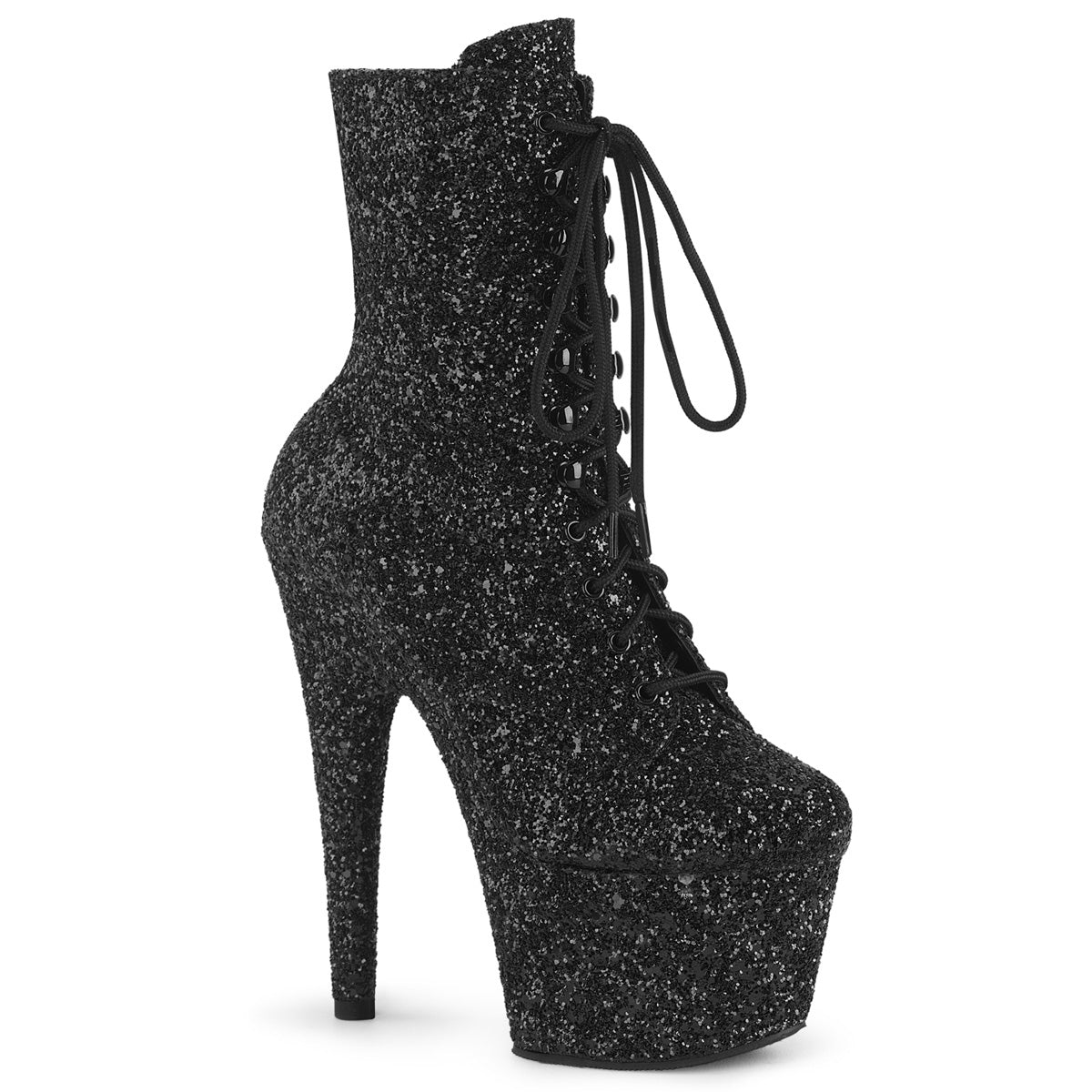 Black Glitter 7 Inch Lap Dance Ankle Boots -  Pleaser ADORE-1020GWR