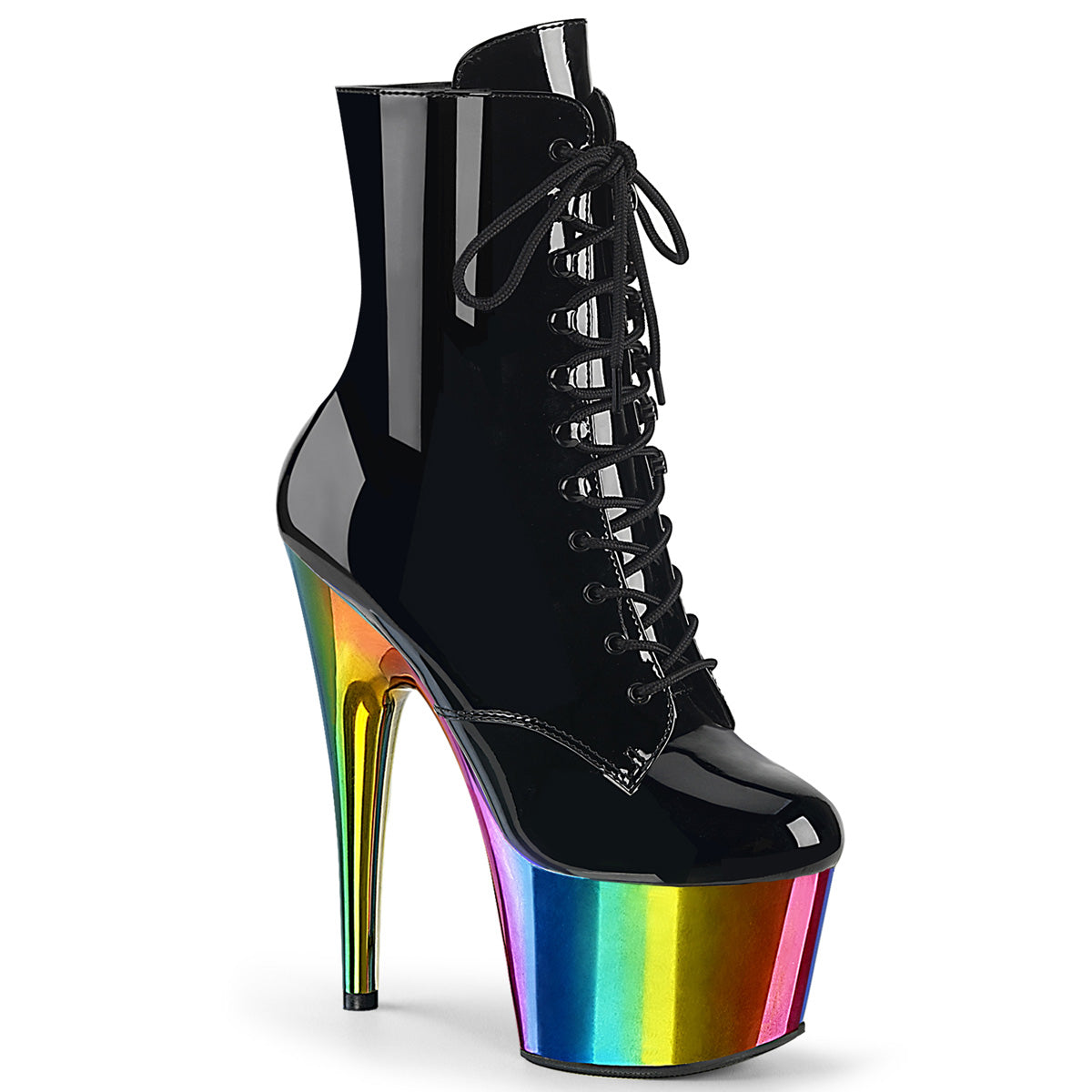 Black Rainbow 7 Inch Pole Dancing Ankle Boots -  Pleaser ADORE-1020RC
